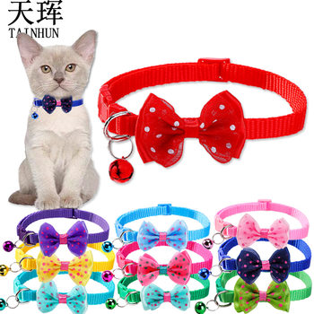 Cat Bow Pet Collar Puppy Collar with Bell Collar Cat Collar Collar Dog Small Polka Dot Cat Bow Tie