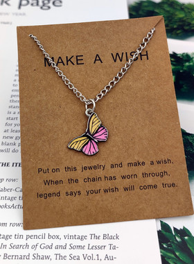 跨境波西米亚多色蝴蝶项链 ins风气质女士合金吊坠锁骨链