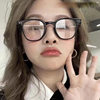 New anti-blue light glasses beige nail small square retro black frame plain glasses optical myopia frame glasses 1015