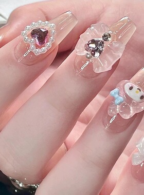 卡通多巴胺穿戴甲美少女卡哇伊美乐蒂美甲穿戴甲指甲贴可爱穿戴甲