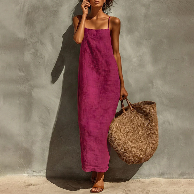 Summer Maxi Dress for Women Solid Color Casual Style Comfortable Fit Perfect for Vacation and Relaxation Wholesale