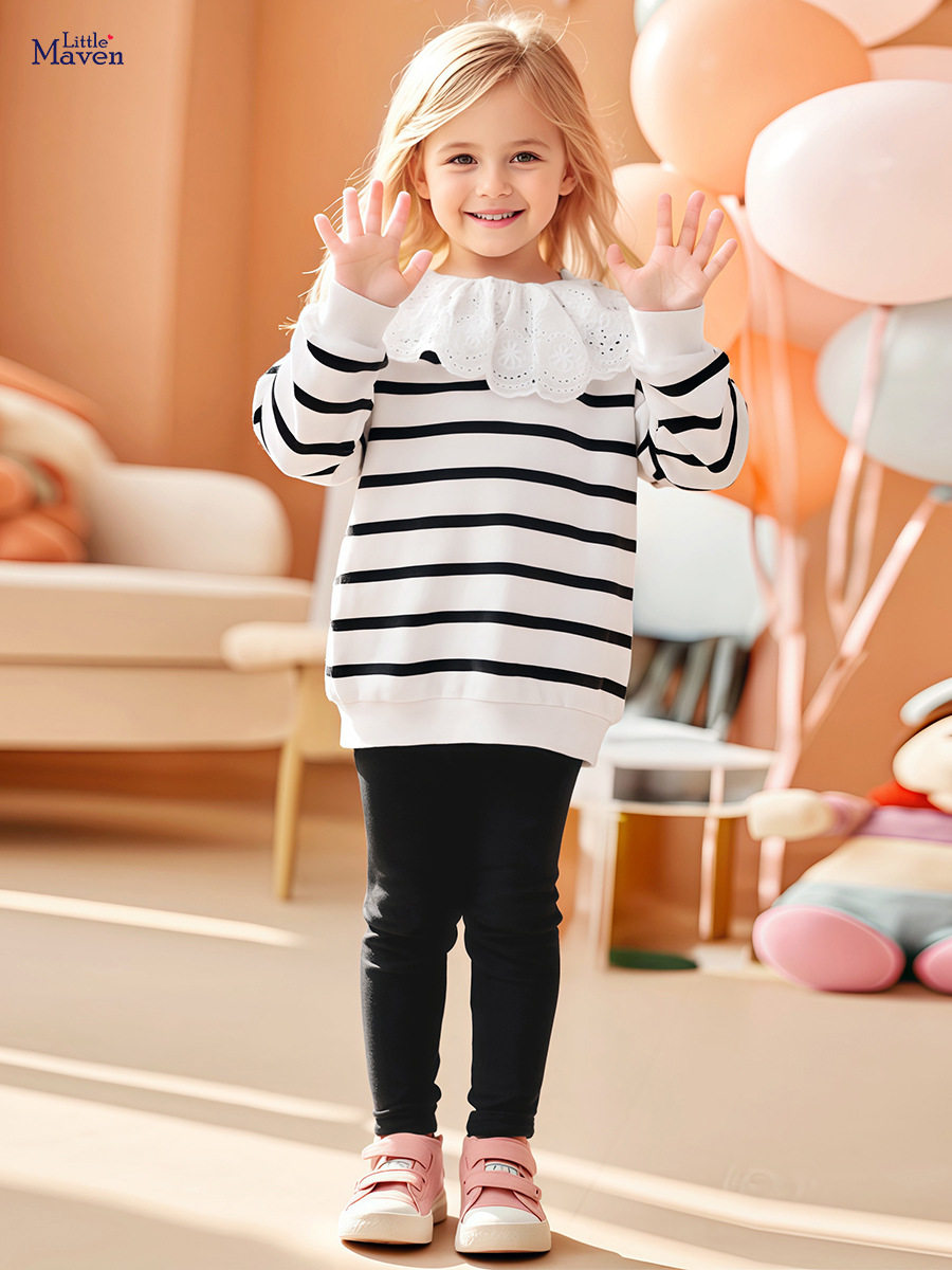 New Style Girls' Set Wholesale, Autumn Striped Long-Sleeve Kids' Outfit