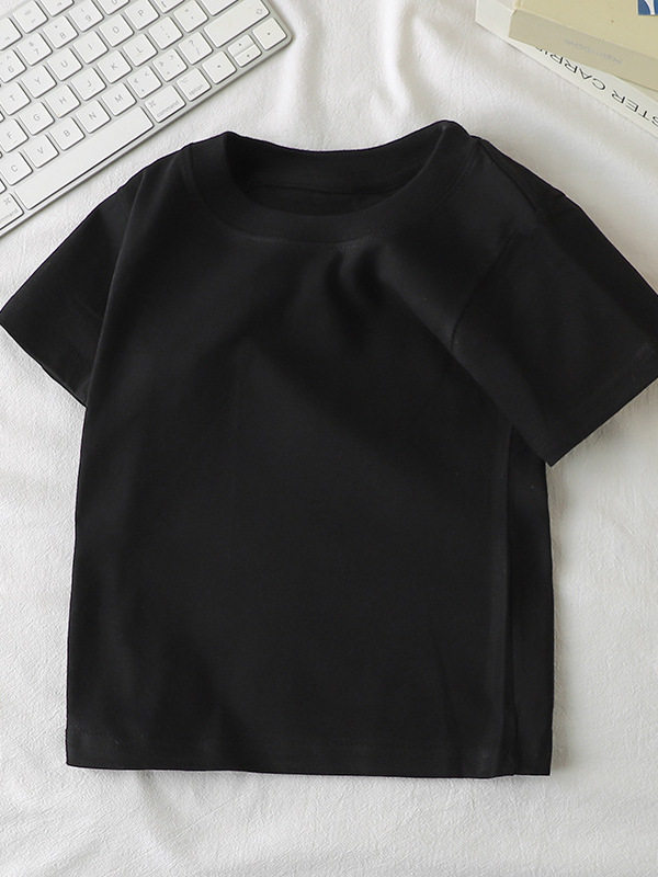 Girls' Cotton Short-Sleeve T-Shirt, New Summer Style, Boys' Versatile Minimalist Half-Sleeve Tee, Thin Summer Wear