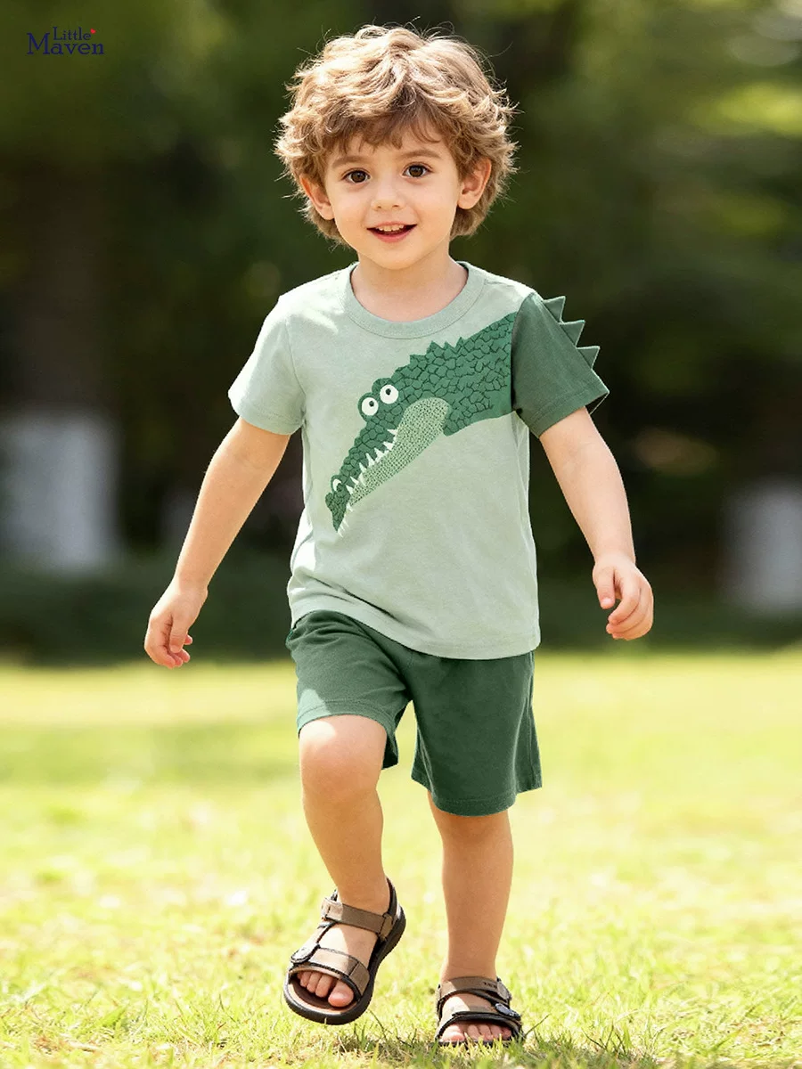 New Summer [Style] Kids' Set, Cartoon Short-sleeve T-shirt Boys' Outfit, Kids' Clothing