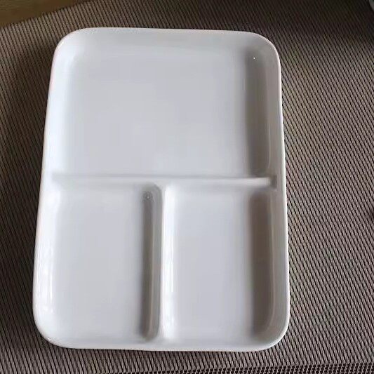 Ceramic three-plate long square plate snack plate BB plate drawing plate simple plate sushi plate multi-size