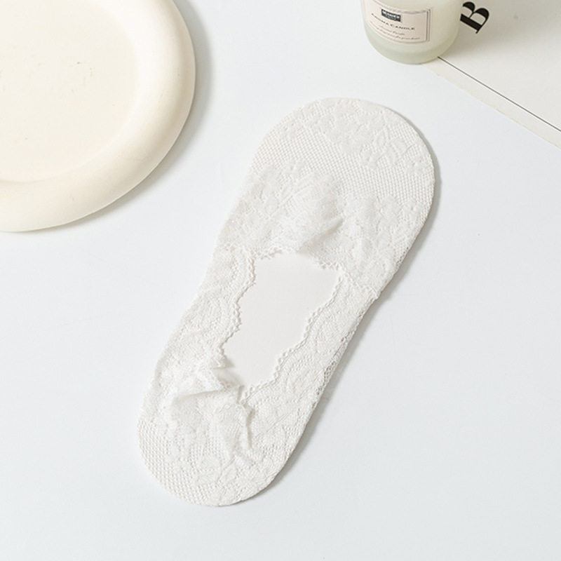 春夏一圈硅胶浅口蕾丝花边船袜隐形棉底 防滑女士 冰丝防脱短袜子