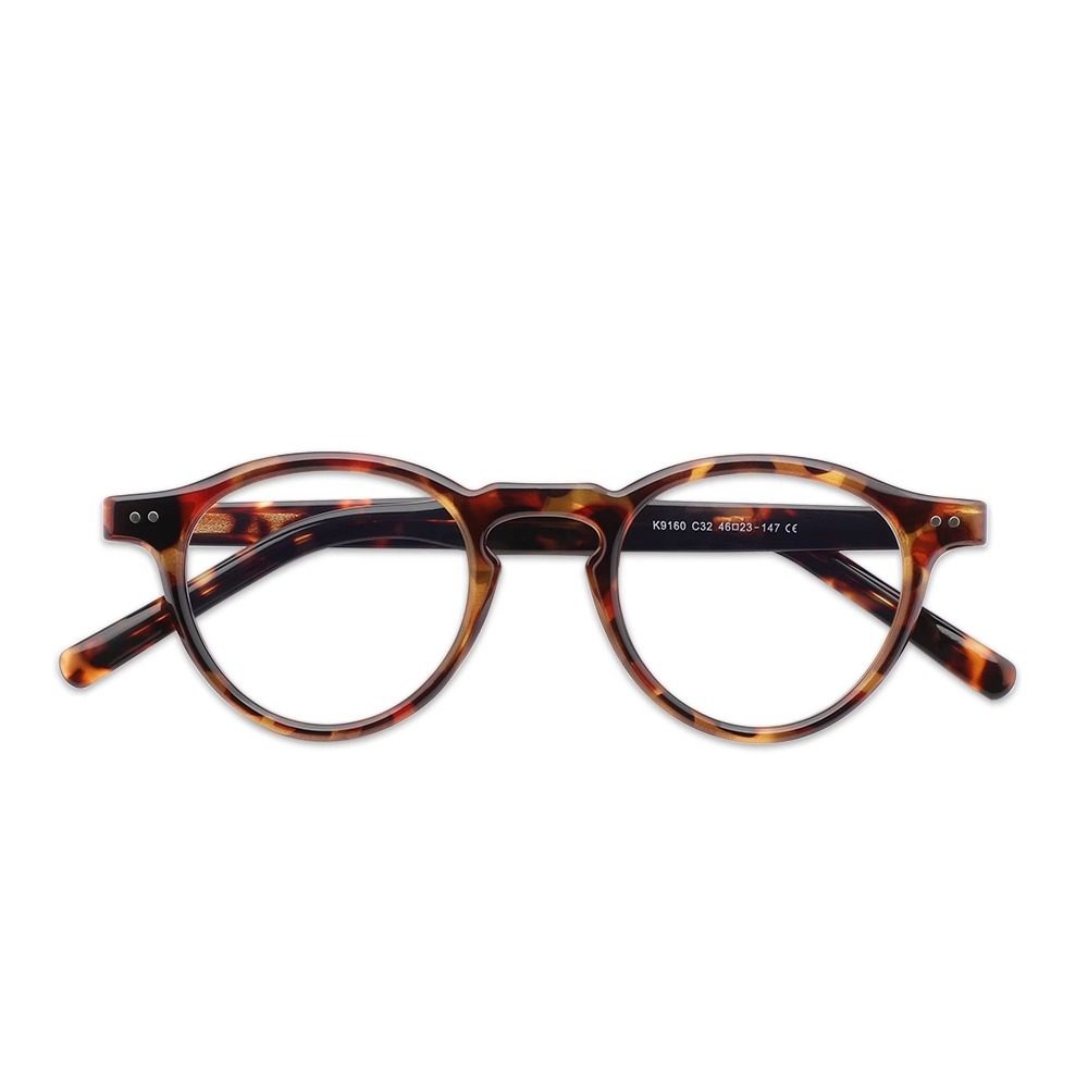 Japanese Designer Eyeglass Frames European and American Trendy Retro Non-Prescription Round Acetate Eyeglass Frames Wholesale for Men and Women