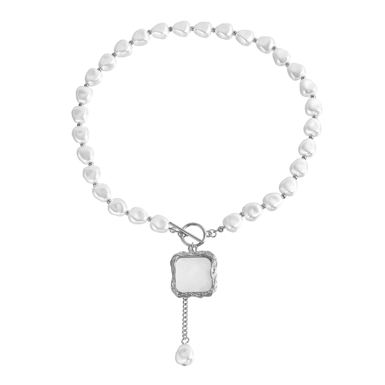 欧美跨境饰品 朋克锁骨链小众设计贝母项链女 潮流合金毛衣链项饰