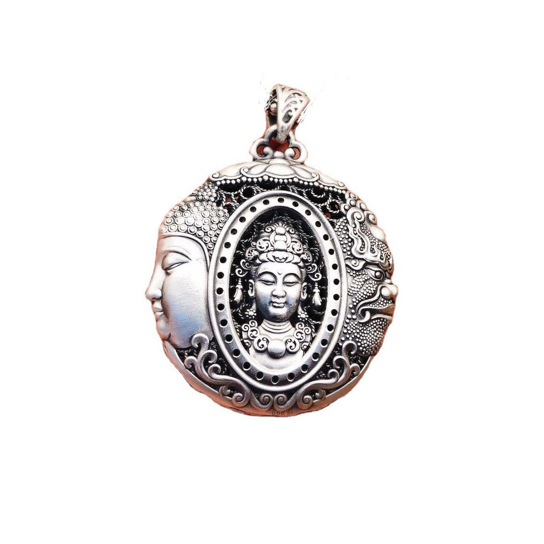 2023 new arrival one thought Buddha Magic S925 sterling silver sweater chain long fashion retro pure silver necklace pendant jewelry