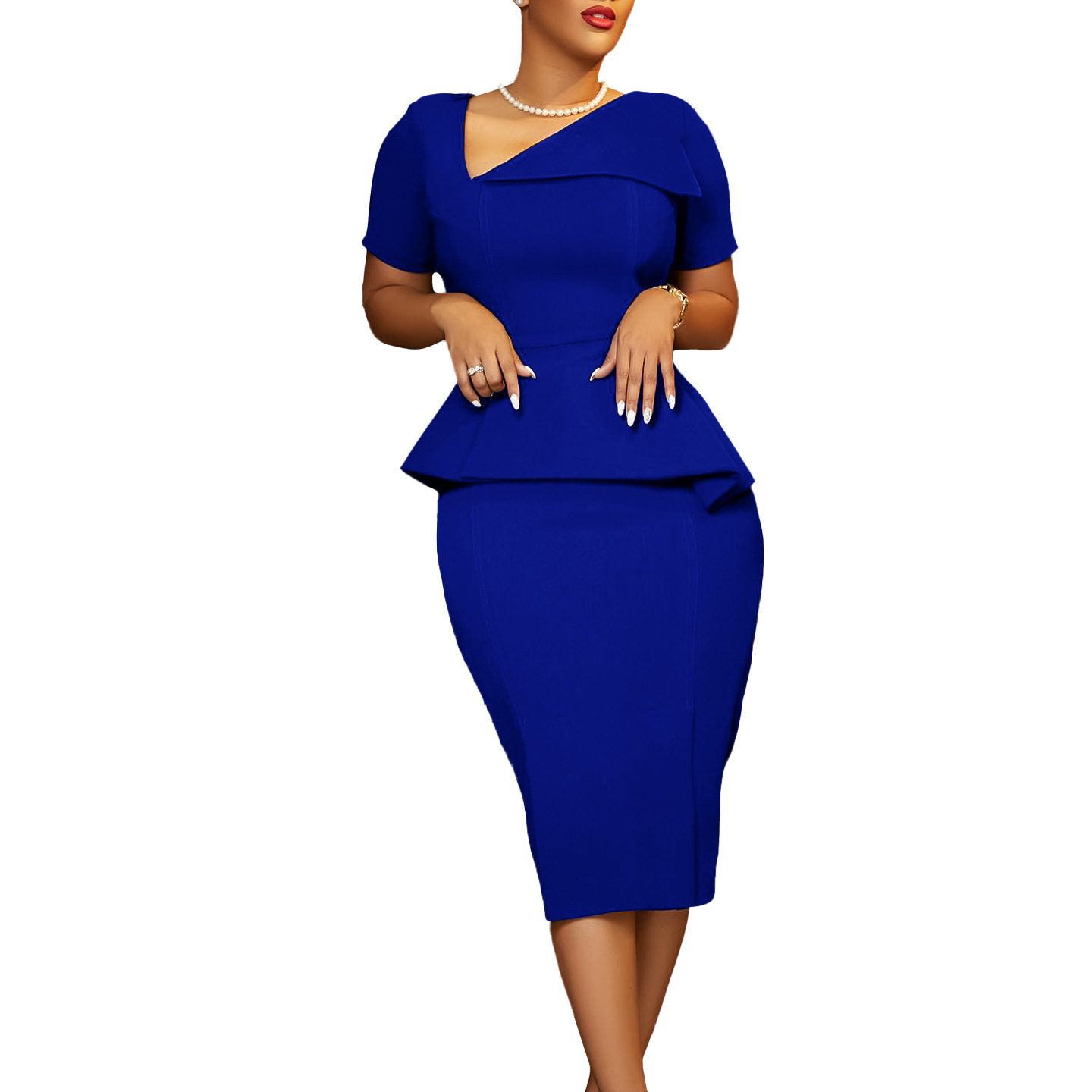 Elegant Womens Dress Asymmetrical Neckline Chic Style Suitable for Office Wear Wholesale Availability