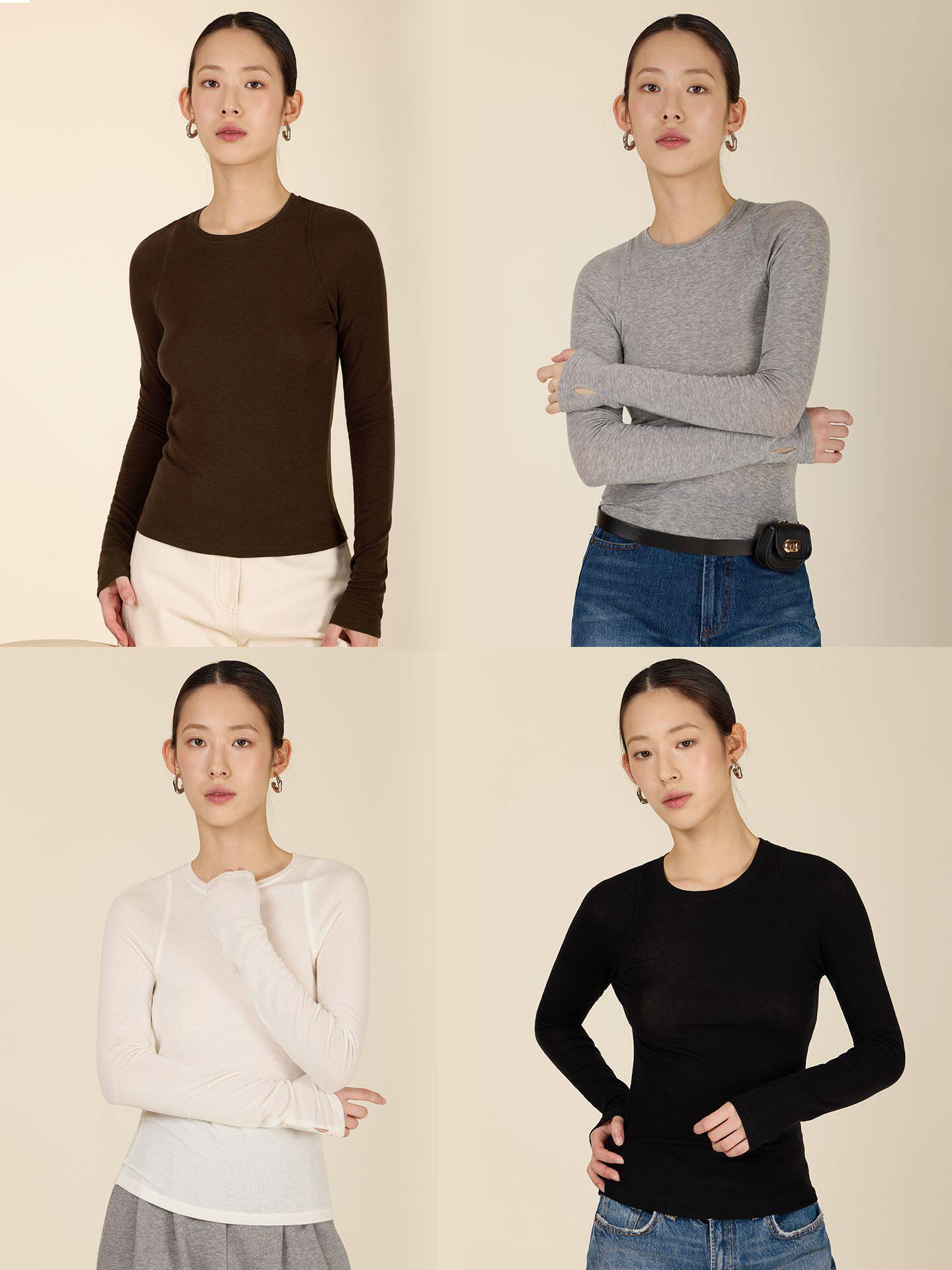 Autumn and Winter Tencel Wool Raglan Sleeve Bottoming Shirt for Women, Soft and Waxy, Skin-Friendly, Breathable and Slimming Look, Long-Sleeved Top