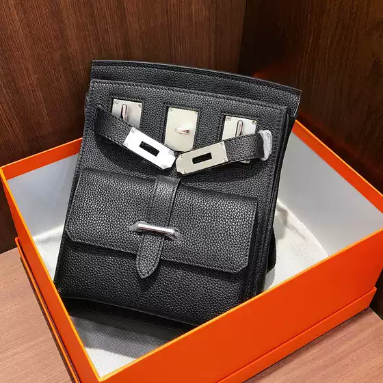 Cross-border 2026 new style top-grain leather chest bag, unisex, versatile for commuting, single-shoulder bag, lychee pattern, Kelly-style women's bag