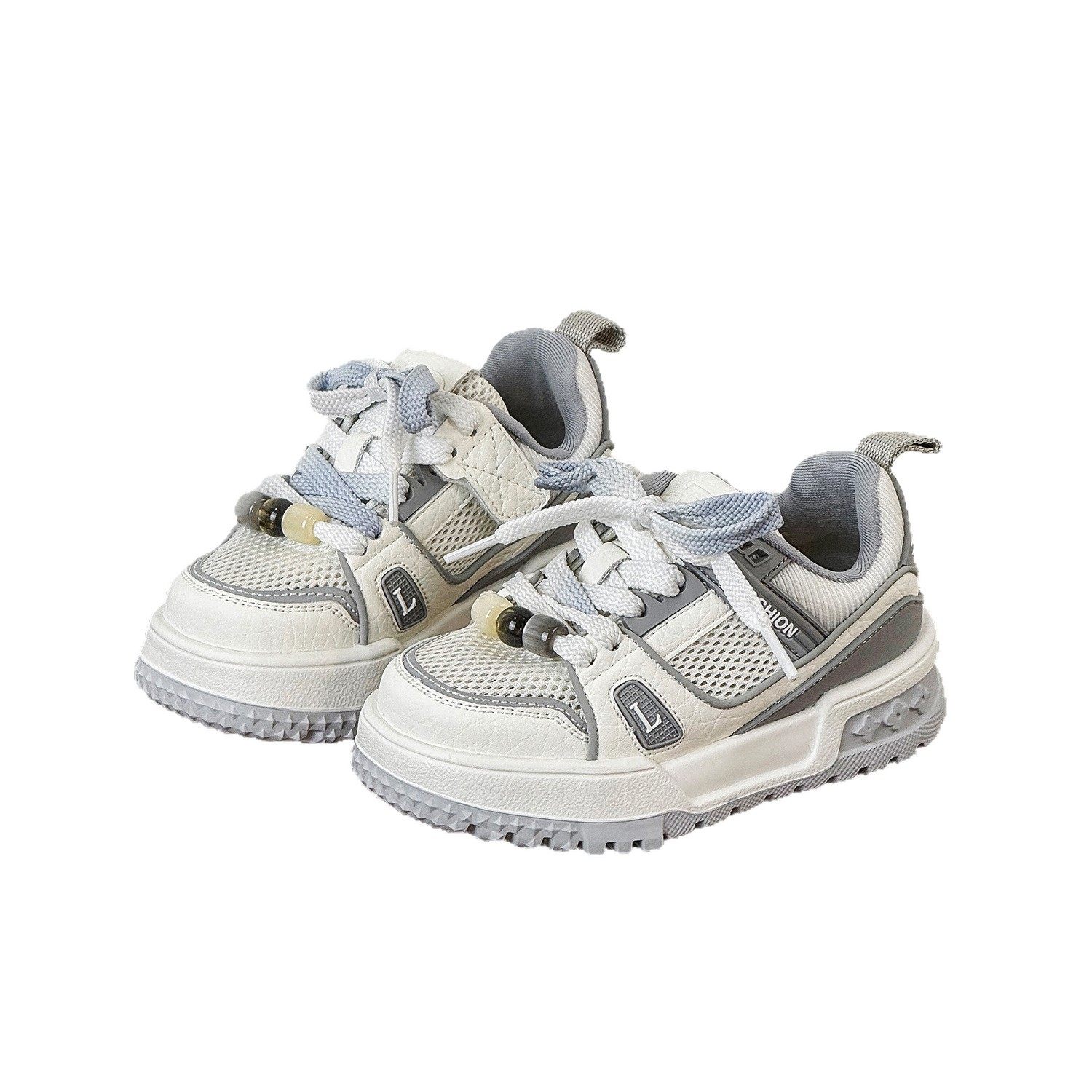 2026年春季新款儿童韩版时尚串珠网面透气板鞋,淘宝优惠券,粉丝福利购,淘宝优惠卷