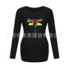 Factory direct spot Dragonfly printing long sleeve pregnant women round neck T-shirt women's multi-color optional