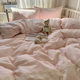 Class a French Style Small Fresh Wrinkled Gauze Lace Lace Washed Cotton Bed Three or Four Piece Set Dormitory Fitted Sheet Three Piece Set