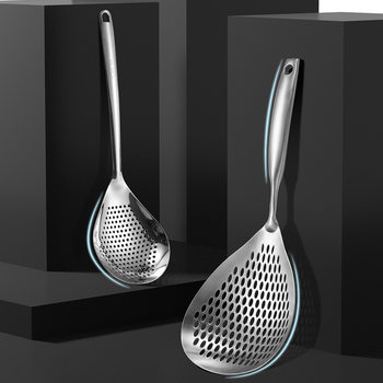 304 Stainless Steel Colander Long Handle Zanthoxylum Large Colander Household Kitchen Oil Leaching Oil Separation Oil Spoon Hot Pot Colander Oil Residue