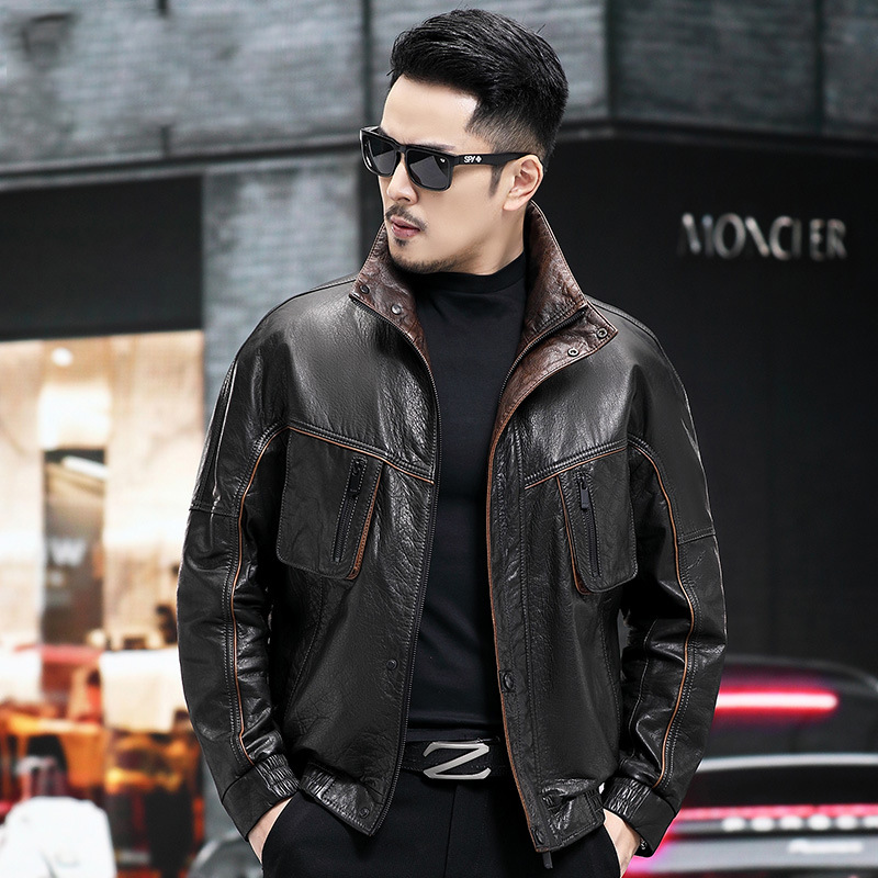 (Mới) Mã A5026 Giá 6010K: Áo Da Nam Hatdbe Phong Cách Trẻ Trung Kín Cổ Thời Trang Nam Chất Liệu Da Bò G06 Sản Phẩm Mới, (Miễn Phí Vận Chuyển Toàn Quốc).