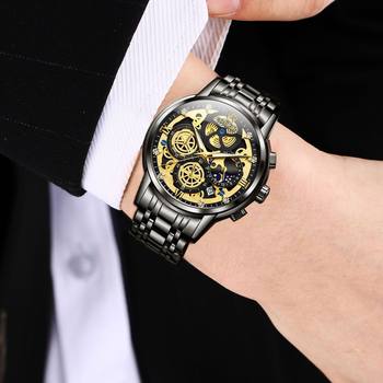 Popular Live-Stream Hollow Watch, Waterproof, Luminous, Steel Band, Fashionable and Trendy, Foreign Trade Product, New Men's Quartz Watch with Large Dial