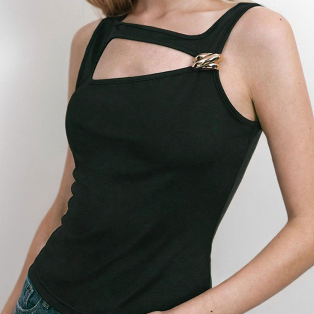 Womens Street Style T Shirt Summer Asymmetrical Neckline Sleeveless Trendy Design Casual Wear Wholesale Available