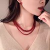 New Chinese-style Red Agate Chalcedony Necklace Jade Color White National Style Beaded Red Festive Birth Year Clavicle Chain