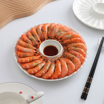 Plate Dish Household Dish White Ceramic Creative Shrimp Dish with Vinegar Dish Dumpling Dish Special Dish Chaozhou Tableware