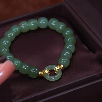 New Internet Celebrity Seamless Interlocking Hetian Jade Red Agate New Chinoiserie Plain Ring Bracelet Accessible Luxury Gift for Best Friends