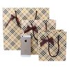 Hand-Held Gift Bag Paper Bag Handbag Gift Packaging Bag Clothing Bag Flesh-Colored Plaid Bag Gift Packaging