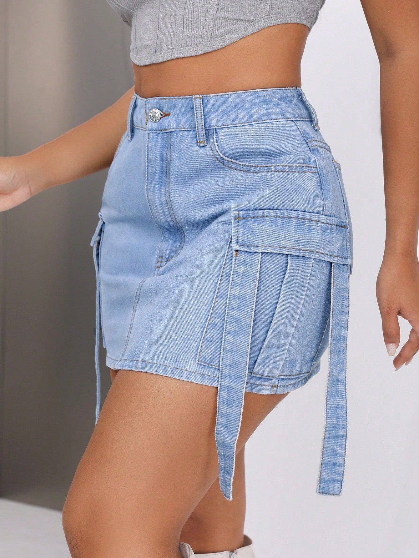 Fashionable Denim Midi Skirt Casual Style Belted Design Versatile for Everyday Wear Wholesale Available