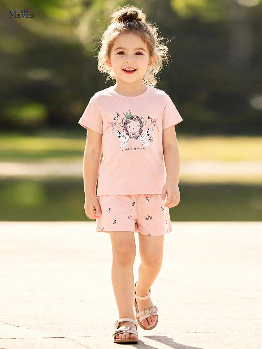Children's Clothing Wholesale, Summer Girls' Short-sleeve Set, [Style] Cute Kids' 2-piece Outfit