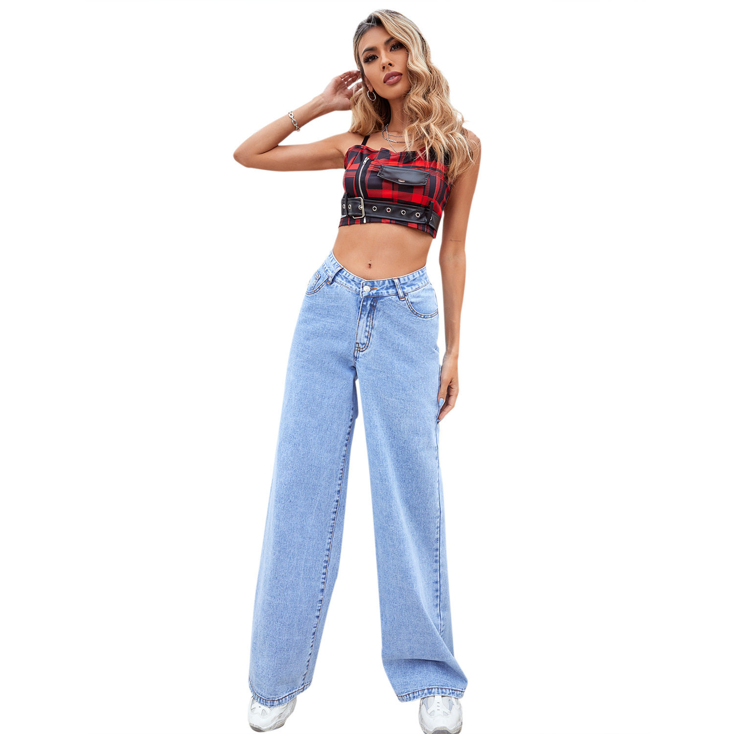 High Waisted Wide Leg Jeans for Women Fashionable Versatile Comfortable Casual Wear Ready to Ship