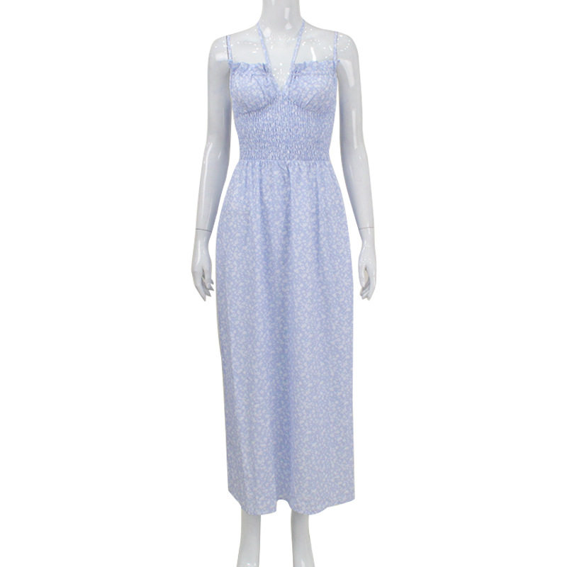 Floral Ruffle Hem Maxi Dress Summer Style Sweet Aesthetic Lightweight Fabric Perfect for Casual Outings Wholesale