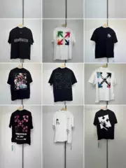 Cross-Border Correct Version of Off-Whit1 Popular Ow Printed Short-Sleeved T-Shirt Trendy American Pure Cotton Heavyweight 280g Short-Sleeved