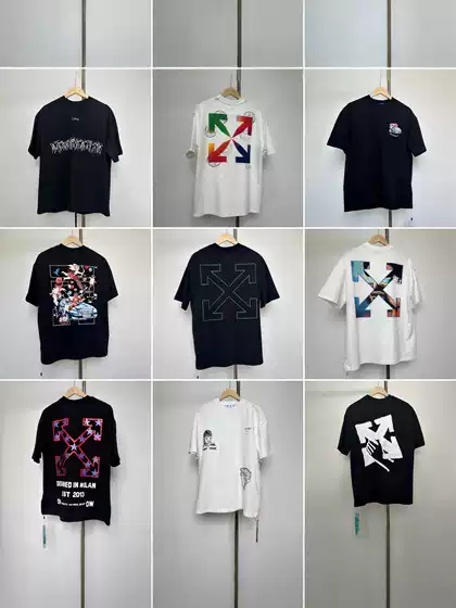 Cross-Border Correct Version of Off-Whit1 Popular Ow Printed Short-Sleeved T-Shirt Trendy American Pure Cotton Heavyweight 280g Short-Sleeved