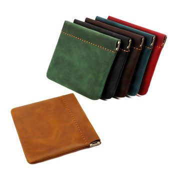 Crazy Horse Leather Coin Wallet Top Layer Cowhide Lipstick Storage Small Bag Sealing Bounced Car Key Bag Leather Wallet