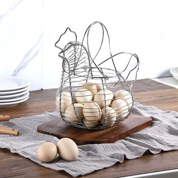 Household egg container hollow basket iron simple storage basket household kitchen living room egg cage storage rack