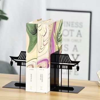 New Chinese Style Bookends, Study Room Ornaments, Book Stands, Creative Bookstands, Metal Chinese Style Architectural Furnishings, Office Soft Decorations
