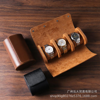 Watch storage box portable watch box PU three-position watch box dustproof drop-resistant mechanical watch box Travel Watch bag in stock