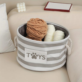 Cross-border Fabric Sundries Storage Basket Large Capacity Square Fabric Cotton and Linen Storage Basket Cotton Rope Storage Dirty Clothes Basket