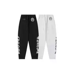 26Ss Cross-Border Authentic Chrome Hearts Dark Pattern Sanskrit Horseshoe Casual Pants Jogger Pants Couple Style
