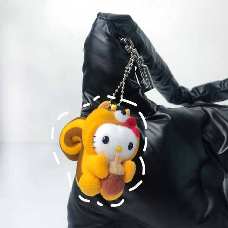 Limited replica cute costume HelloKitty small pendant holding chestnut squirrel mini keychain