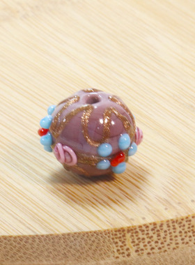 10颗 带孔香灰绕丝金箔珠宫廷琉璃散珠穿孔串珠饰品配件手链材料