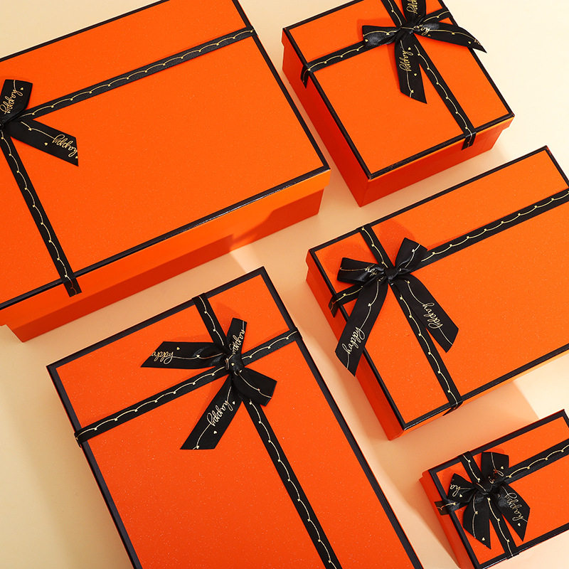 Factory wholesale orange in stock gift box lid large gift box Valentine's Day hand gift box jewelry box