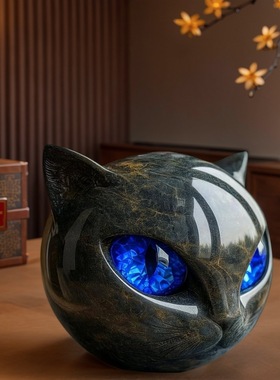 树脂创意Luxury black cat figurine 奢华黑猫摆件装饰品猫头雕像