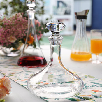 European Classical Lead-Free Crystal Glass Wine Bottle Household Wine Bottle with Lid Handmade Decanter Pourer