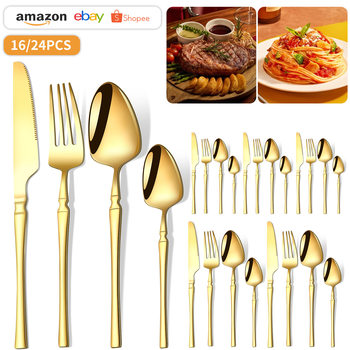 Amazon Stainless Steel Knife, Fork and Spoon Set for Home Hotel Western Restaurant Small Waist Knife, Fork and Spoon Tableware Dessert Spoon and Fork