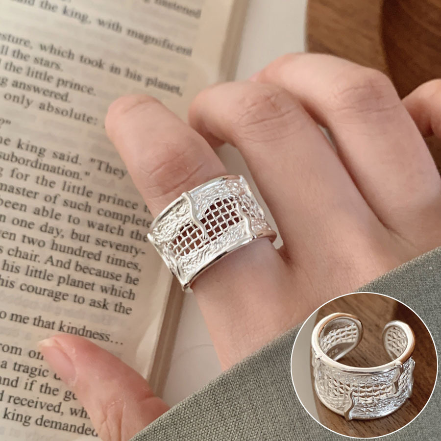 简约几何线条螺旋戒指女时尚设计感冷淡风开口指环旋涡环形食指戒