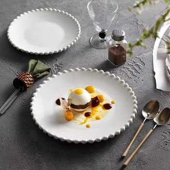 White design high-end luxury home ceramic European-style creative dessert plate Western steak plate