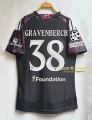 2627 liverpool away custom #38 jersey + champions league armband