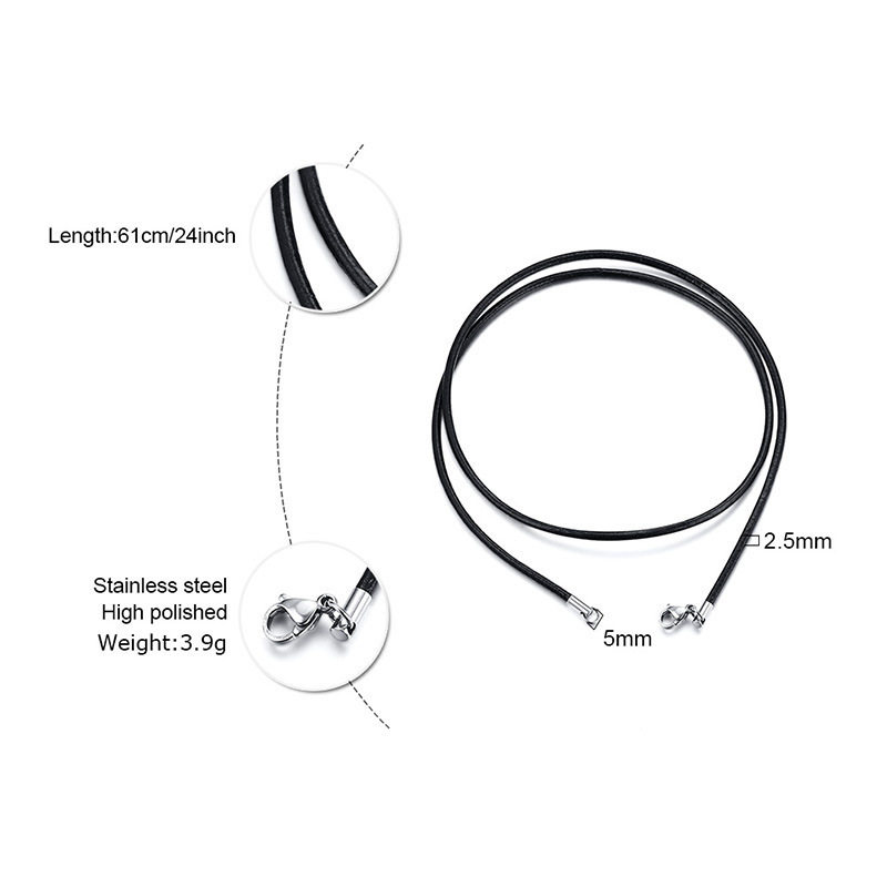 20/24/30 inch/stainless steel lobster clasp leather necklace black jewelry with chain small jewelry NC-530