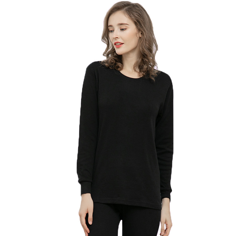 浪莎全棉保暖内衣套装 男女士低领圆领100纯棉秋衣秋裤棉毛套装